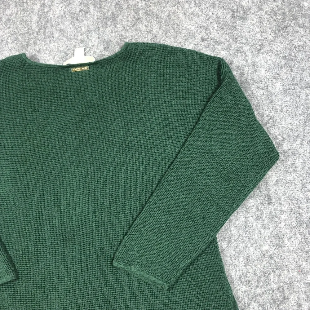MICHAEL Michael Kors Sweater Womens M Green Waffle Knit Side Button Tunic Top